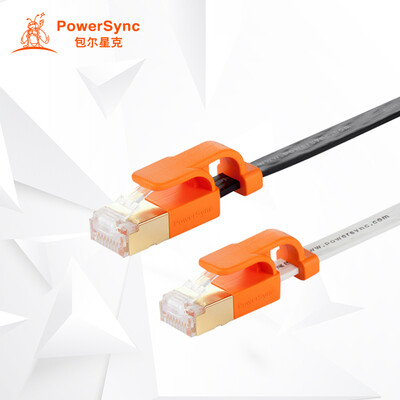 

PowerSync) CAT7-KFMG10-3 seven types of cable 7 class flat shield twisted pair Gigabit gold-plated copper swing swing black 1 meter cable