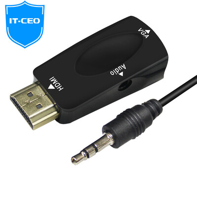 

IT-CEO hdmi to vga converter HD видеоадаптер с 3,5-миллиметровым аудио кабелем компьютер TV box проектор кабель дисплея мужской / женский V7XF18