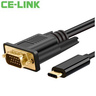 

CE-LINK USB3.1Type-C к VGA кабель преобразования высокой четкости 3 метра USB-C к компьютеру Mac VGA с экраном телевизора с высоким разрешением для телевизора черный 1657