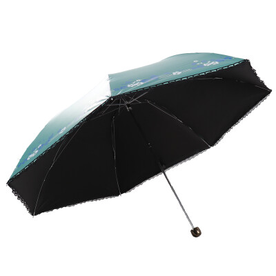 

Jingdong supermarket] paradise umbrella walk pastoral black polyester color plastic three fold pencil sunny umbrella sun umbrella green 33015E