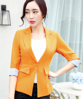

To 4XL Candy Color Women' Blazer Half Sleeve With Turnback Cuff Patchwork Female Suit Jackets Button Pockets Blazers Womens