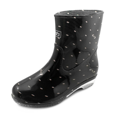 

Pull back Warrior rain boots in the tube womens shoes waterproof shoes cover shoes rain boots rubber shoes HXL523 powder point black 39