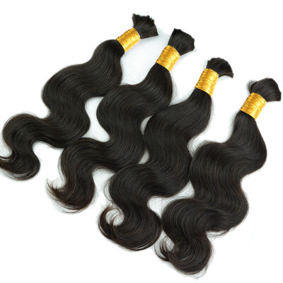 

iUEENLY Hair Products Indian Remy Human Hair Weave One Bundle Body Wave Bulk Hair Extensions Natural Black color No Tangle