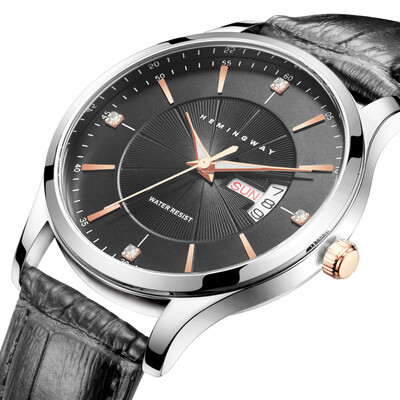 

HEMINGWAY Commercial Fashion Calendar Stainless Steel Quartz Mens Watch