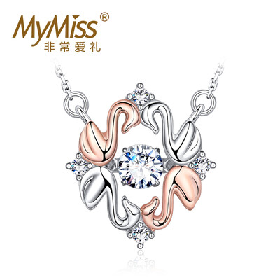 

Mymiss Swarovski циркон 925 серебряный кулон ожерелье женщина лебедь любовь как милостив серебро