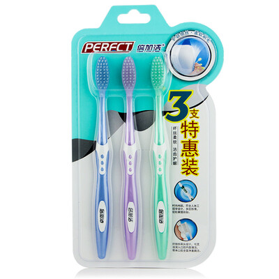 

times Jiajie (PERFCT) 3 teeth cleaning gingival soft toothbrush F304 (combination of anti-skid handle color random