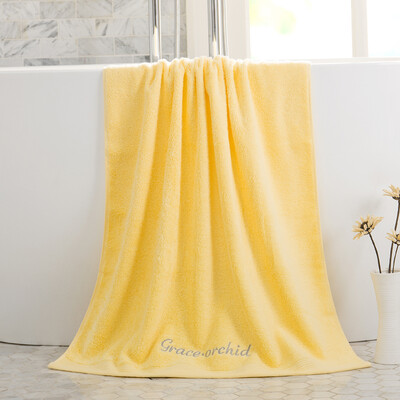

Grace towel home textile pure cotton plain embroidery thickening absorbent Awaati long-staple cotton bath towel emblem 485g 140 70cm