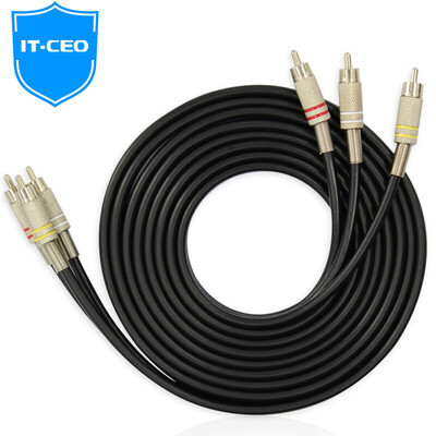 

IT-CEO V083R AV audio and video cable three pairs of three lotus head line 3RCA to 3RCA male to public AV adapter line red and white TV set-top box line 2 meters black