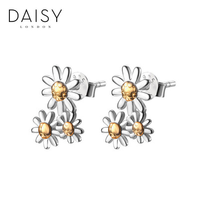 

British DAISY LONDON handmade retro three daisy 925 silver earrings