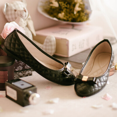 

Ruhe RUXI flat single shoes female bow casual shoes shallow mouth round comfortable sleeper shoes black 36