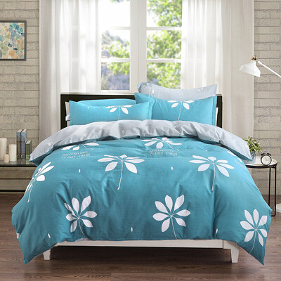 

Yingxin textile cotton bedding high count high-density four-piece cotton sheets quilt cover suite to increase double 15 18 meters Jin Shang blue