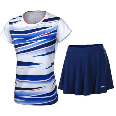 

Li Ning LI-NING 17 New Badminton Match Suit Top Shorts T-shirt AATM033-6 Male White 4XL