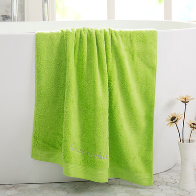 

Jingdong Supermarket Grace Grace Towel Home Textiles Pure cotton plain embroidery thickening absorbent towel green 485g 140 70cm