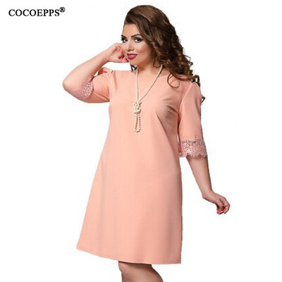 

COCOEPPS 2017 Plus Size Women Lace Dress Summer Large Size Patchwork Ladies Office Dresses Big Size Evening Loose Vestidos 6XL