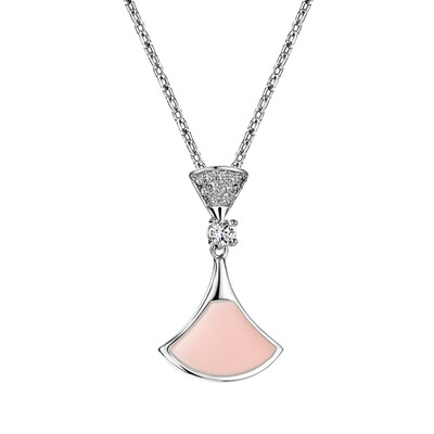 

Shin Kong jewelry Korean fashion small fresh apricot leaf necklace sweet temperament wild short chain clavicle chain female white + pink