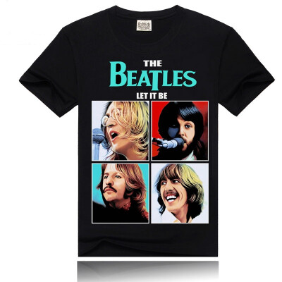 

European&American mens wear cotton baggy head round collar short sleeves black beatles 3D printed t-shirts