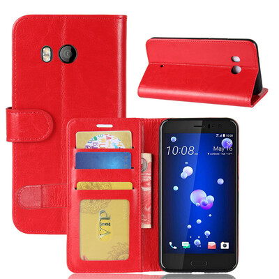 

GANGXUN HTC U11 Корпус PU Кожаный флип-лоток для карт памяти для HTC U11