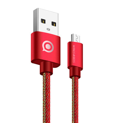 

кабель для передачи данных Би крыла Эндрюса Эндрюса Micro USB интерфейс для мобильного телефона зарядного устройства джинсов провода питания сетевого шнур один метр Китайского Красного подходит для Samsung / проса / Meizu / Sony / HTC