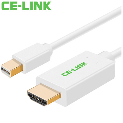 

CE-LINK Mini DP to HDMI cable 2 meters mini Displayport to HDMI cable Macbook connected to high-definition TV projector support 4 2k white A1622