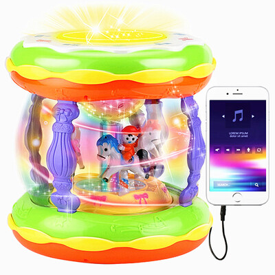 

Ao Chijia AoZhiJia baby toys multi-function rechargeable baby hand drums 0-1 year old baby music early education puzzle large carousel pat drum