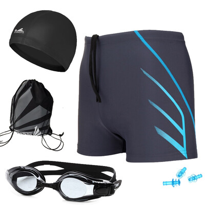 

YINGFA YINGFA swim trunks goggles PU swimming cap earbuds swimming package swim suit fashion swim suit 3867 blue black XL 400 degrees