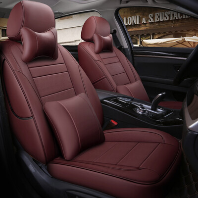 

Chi Qin leather car seat cover all surrounded RAV4 Tiguan L Accord Ling Pai Chi XRV Feng Fan Civic crv cushion set leather four seasons NP044 wine red with neck pillow pillow pair