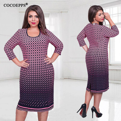 

COCOEPPS Elegant Autumn Winter women dress big size Women loose long dresses plus size dress Three Quarter casual dress -6XL