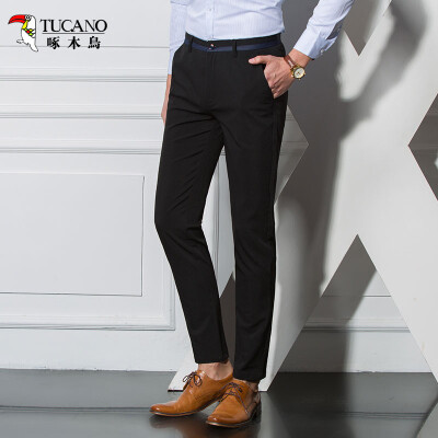 

Woodpecker TUCANO casual pants men's solid color business Slim stretch pants male 17042ZM913 sapphire blue 34