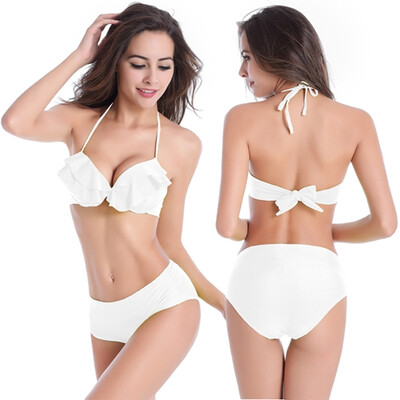 

High Quality Small Flounced Top Underwired Cup Sexy Lady Push up Popular High waisted Bikini