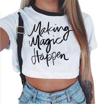 

CANISSummer Women Casual Tank Top Blouse Ladies Slim Print Crop Top T-Shirt Sportwear