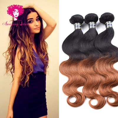 

Amazing Star Hair Bundles Ombre Малайзийские волосы Virgin 3 Связки Body Wave Unprecessed Human Hair Extensions Two Tone Color T1B / 30