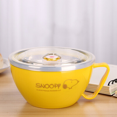 

Snoop (SNOOPY) Bubble Bowl Нержавеющая сталь Двойной слой Многофункциональный с коробкой для завтрака DF-8012C Желтый