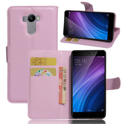 

GANGXUN Xiaomi Redmi 4 Case High Quality PU Leather Flip Cover Kickstand Anti-shock Wallet Case for Xiaomi Redmi 4 Standard