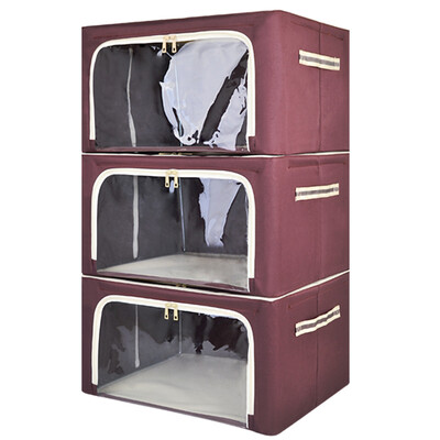 

bicoy Oxford cloth clothes storage box clothing storage box storage box large 56L 3 pieces coffee color