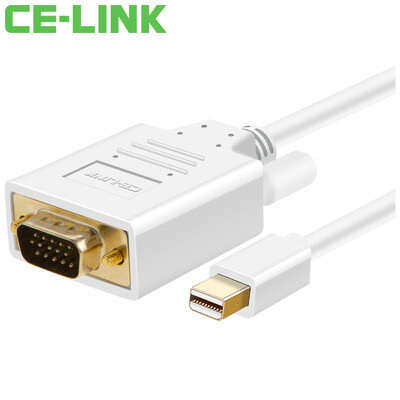 

CE-LINK Mini DP to VGA high-definition line 3 meters mini DP to VGA cable Macbook connected to high-definition TV monitor projector line white 1631