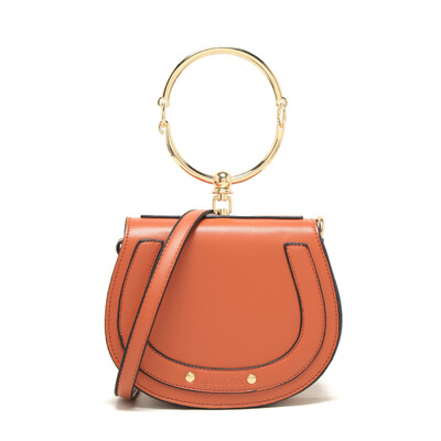 

MICOCAH Women Metal Ring Hand Bag Fashion PU And Shoudering 3Colors CH50004