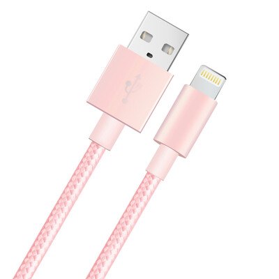 

сертификация Snowkids MFi Apple, 6 / 5s кабель для передачи данных поддержки Шнур питания провод телефона зарядное устройство iphone5 / 6s / 7P / 7 / Ipad воздуха 1,5 Ми алюминия розового золота