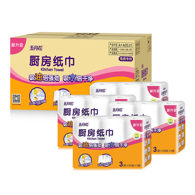 

May Flower (May Flower) kitchen paper 2 layer 120 rolls of kitchen paper * 12 volumes Zhengxiang sales