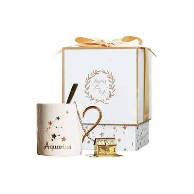 

Jingdong Supermarket Yizi home twelve constellations creative ceramic mug pisces coffee cup send girls boys girlfriends gift birthday gift set with spoon