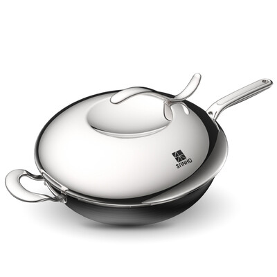 

Sanhe wok wok 32CM non-stick pan fast hot no fume stainless steel wok gas gas induction cooker general pot tai chi poly warm steel series CGS3201-1