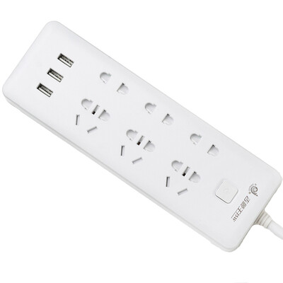 

Jishun jishun JSW-H16U full length of 18 meters 3 5 holes 3 bit 2 holes 3USB 24A fast charge smart USB socket plug panel protection door socket new national standard white