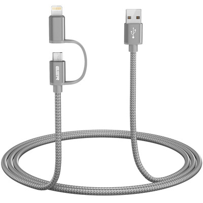 

ESR charging&data transfer cable for Apple &Android devices12 metergray