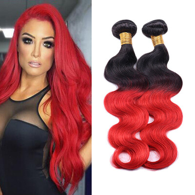 

Body Wave Ombre 1bRed Brazilian Hair Weave Bundles Non-remy Hair Extensions Only One Bundle Tissage Bresilienne