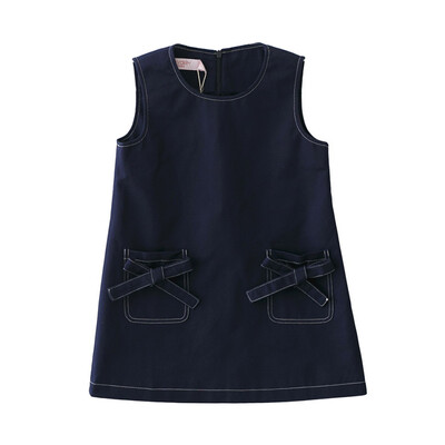 

Fragrance Flordeer French Kids Girl Dresses Kids Cowboy Skirt Kids Skirt Vest Skirt F73009 Navy Blue 150