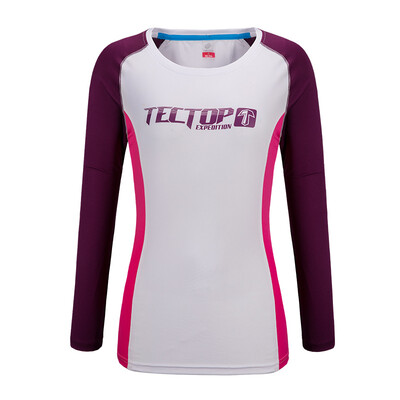 

Tectop quick-drying T-shirt outdoor men&women models breathable quick-drying T-shirt round neck long-sleeved color printing speed dry clothes men white M