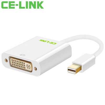 

CE-LINK 1638 Mini DP to DVI Converter 12 Mini DisplayPort to DVI Adapter Apple MacBook Lightning TV Projector White