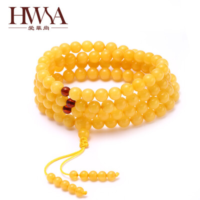 

Ai Huashang (HWSA) 108 amber beeswax hand string 5-5.5mm with certificate
