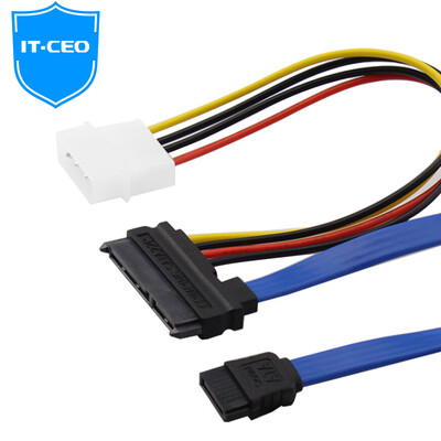 

IT-CEO Y1715 SATA7 + 15P to SATA7P + D-type 4-контактный 2,5 / 3,5-дюймовый универсальный последовательный порт данных SATA для жестких дисков SATA с двумя разъемами