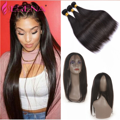 

360 Lace Frontal With Bundle With Baby Hair 7a grade Peruvian Straight Hair With Closure 360 Lace Frontal Closure and Bundles