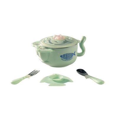 

babycare children&39s tableware baby tableware water-filled insulation bowl set morning mist green 3 sets 316 material